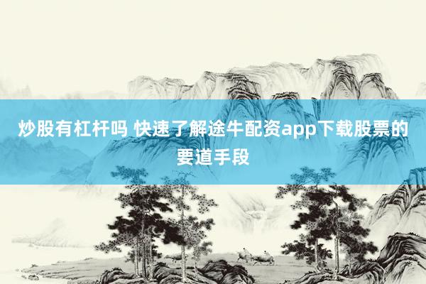 炒股有杠杆吗 快速了解途牛配资app下载股票的要道手段