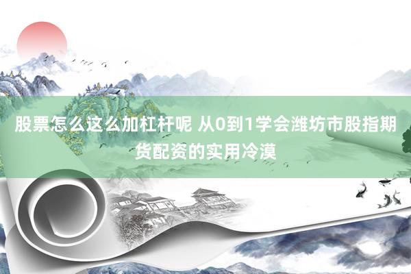 股票怎么这么加杠杆呢 从0到1学会潍坊市股指期货配资的实用冷漠