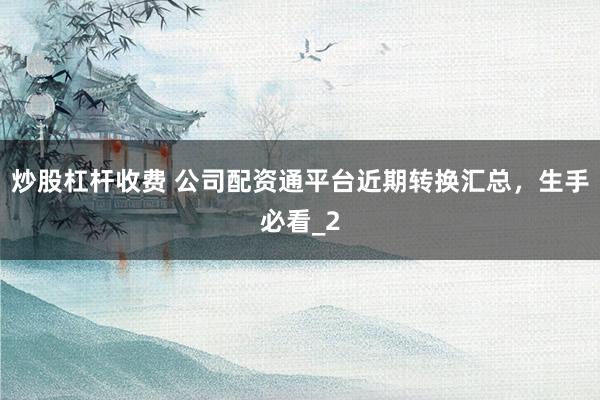 炒股杠杆收费 公司配资通平台近期转换汇总，生手必看_2