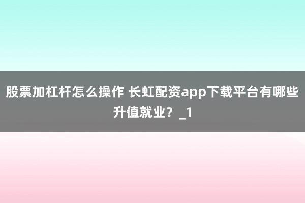 股票加杠杆怎么操作 长虹配资app下载平台有哪些升值就业？_1