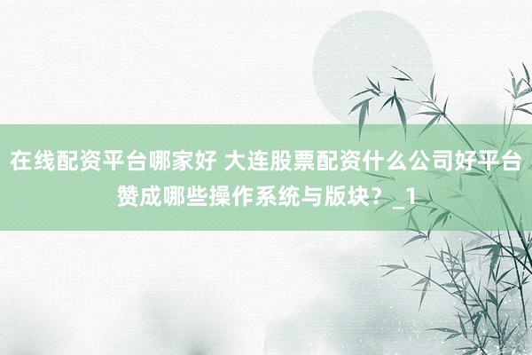 在线配资平台哪家好 大连股票配资什么公司好平台赞成哪些操作系统与版块?_1