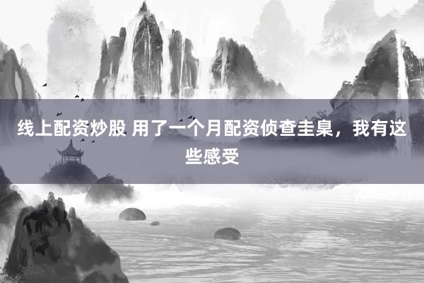 线上配资炒股 用了一个月配资侦查圭臬，我有这些感受
