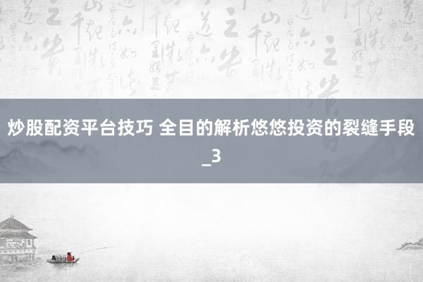 炒股配资平台技巧 全目的解析悠悠投资的裂缝手段_3
