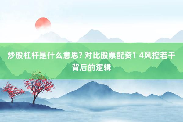 炒股杠杆是什么意思? 对比股票配资1 4风控若干背后的逻辑