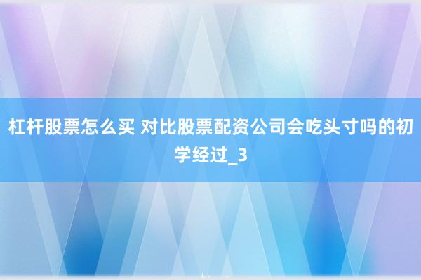 杠杆股票怎么买 对比股票配资公司会吃头寸吗的初学经过_3