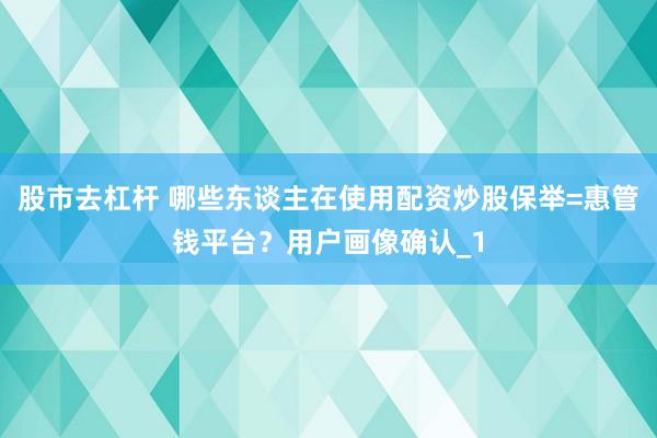 股市去杠杆 哪些东谈主在使用配资炒股保举=惠管钱平台？用户画像确认_1