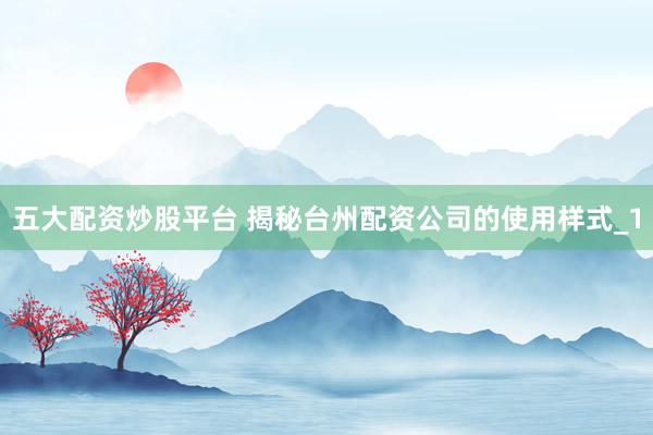五大配资炒股平台 揭秘台州配资公司的使用样式_1